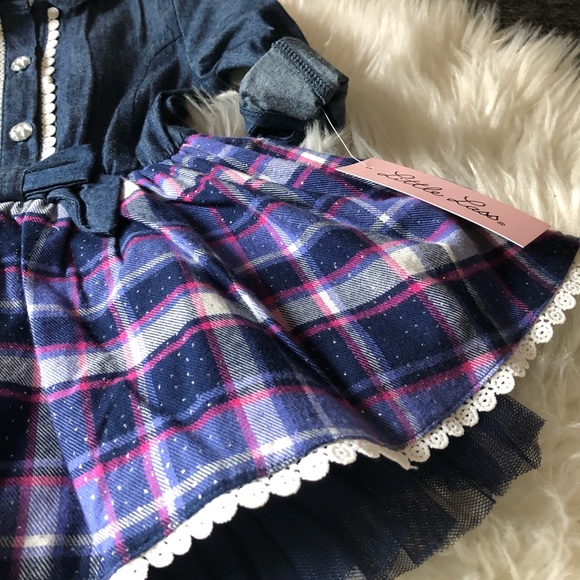 Little Lass Girls' Chambray Flannel Dress - 12M - Picture 5 of 8